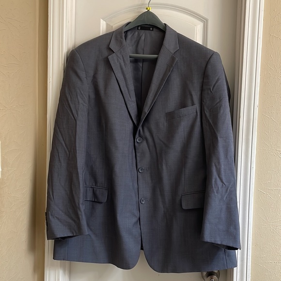 ♻️ Profilo Uomo Gray Men Suit Jacket Blazer Bronze Crescent Buttons size 52R/46W - Picture 3 of 16